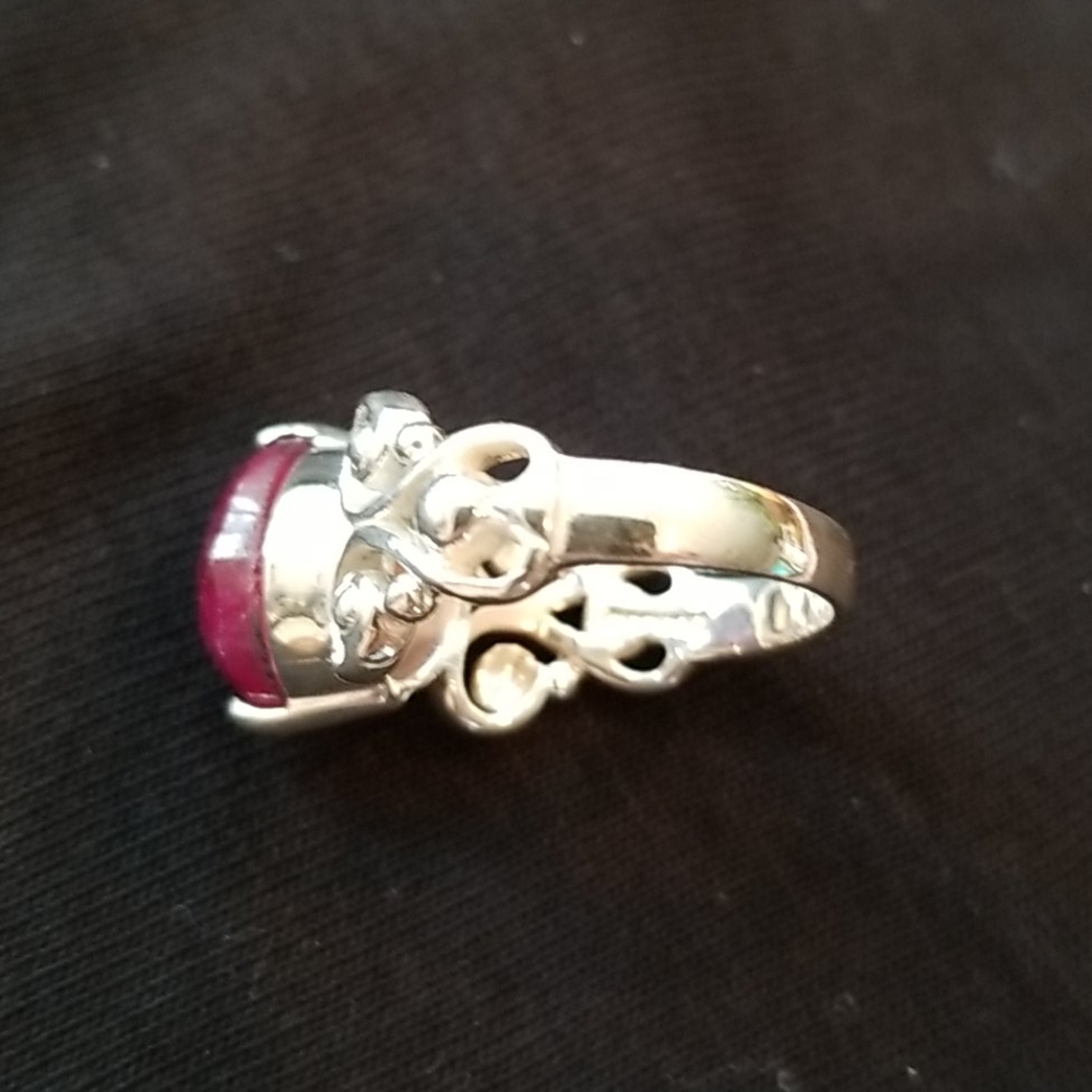 Ruby large sterling silver ring size 7.5 - Picture 4 of 6